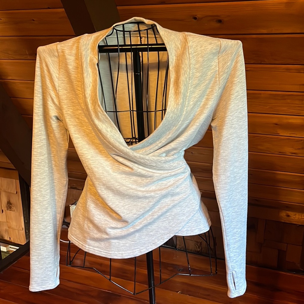 Athleta women’s S, long sleeve, gray, wraparound sweatshirt